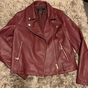 Faux leather burgundy Moto jacket